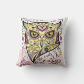 地球後を追の果てまでフクロウ クッション (正面)