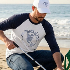 地球愛でつながる ミニマルなアースデイ ネイビーギフト Tシャツ