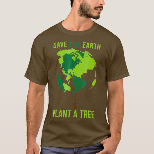 地球救が木の環境の世界を植える Tシャツ (正面)