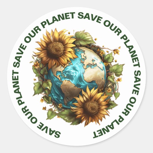 地球救のステッカー ラウンドシール (正面)