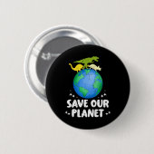 地球救の日の女の子たち地球の恐竜 缶バッジ (正面&裏面)