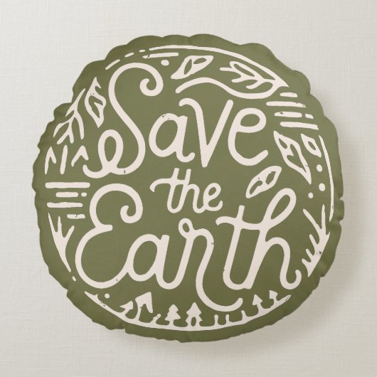 地球救の緑の環境にやさし美学 ラウンドクッション (正面)