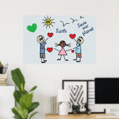 地球救可愛い愛の平和メッセージ ポスター (ホームオフィス)
