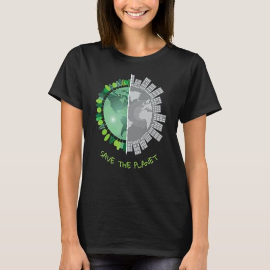 地球救温暖化の気候変動法 Tシャツ (正面)