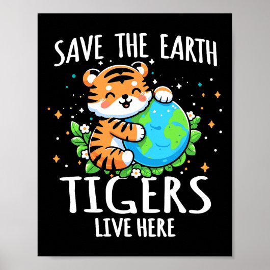 地球救虎デザインおもしろい – 動物の地球の日 ポスター (正面)