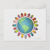 地球数々のを取り巻く民族的な人形 ポストカード (正面)