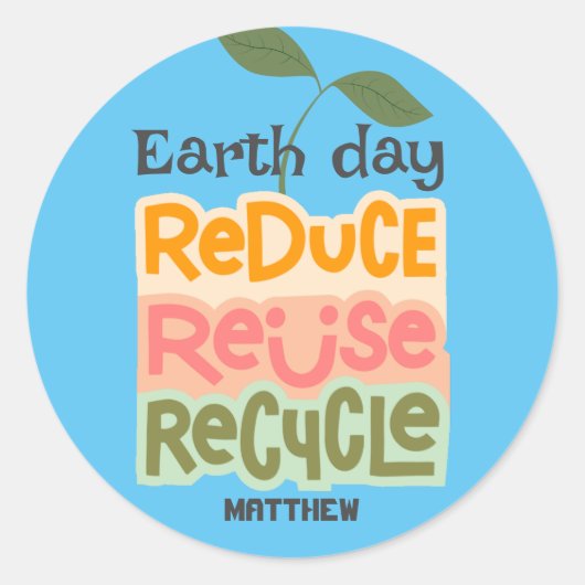 地球日，環境にやさしいことをしよう,シンプル科学エレガント学 ラウンドシール (正面)