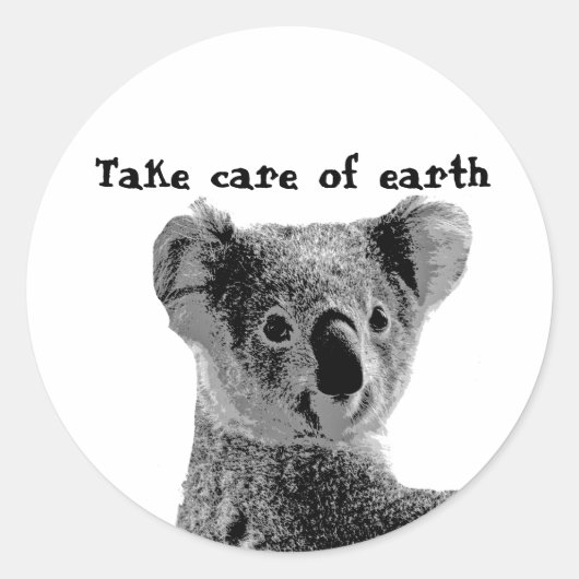 "地球気にの取り" 2 Koala Bearステッカー ラウンドシール (正面)