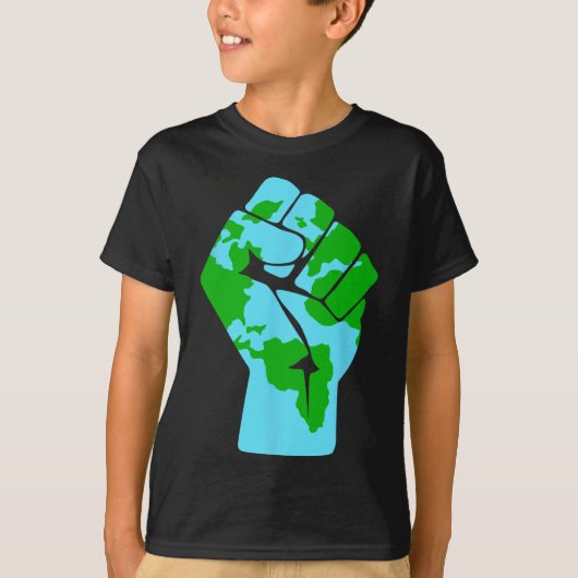 #地球温暖化に抵抗 環境保護 地球に優しい 反グローバル温暖化 Tシャツ (正面)