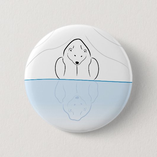 地球温暖化の白くまの反射 缶バッジ (正面)