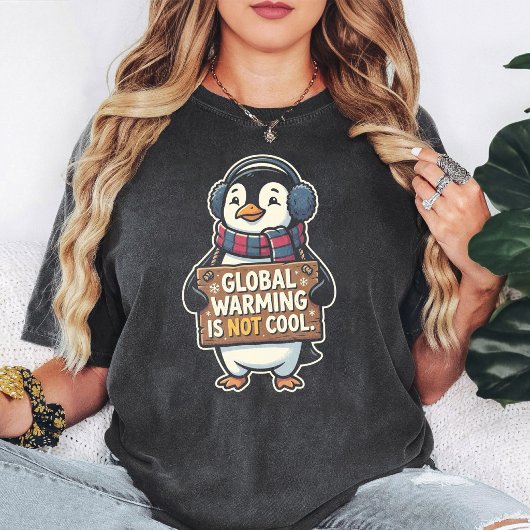 地球温暖化はクールじゃないペンギン Tシャツ