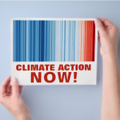 地球温暖化ストライプの気候変動危機地球 チラシ (手)