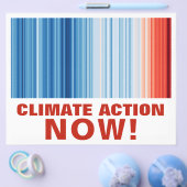 地球温暖化ストライプの気候変動危機地球 チラシ (シングル)