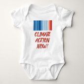 地球温暖化ストライプの気候変動 ベビーボディスーツ (正面)