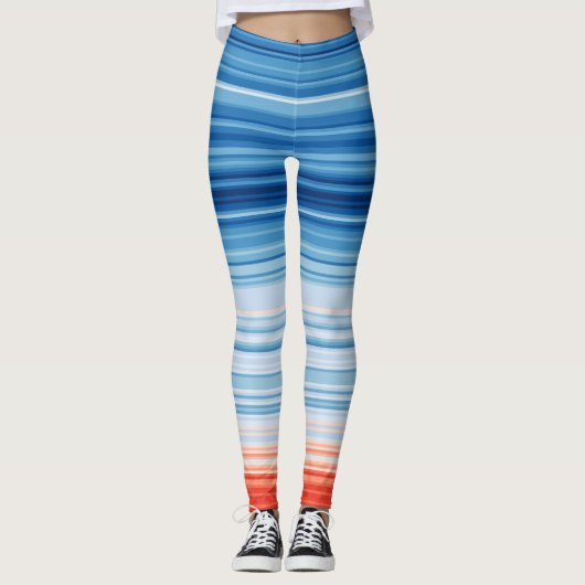 地球温暖化ストライプの気候変動 レギンス (正面)