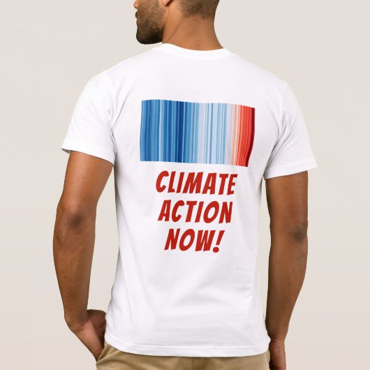 地球温暖化ストライプの気候変動 Tシャツ (裏面)