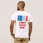 地球温暖化ストライプの気候変動 Tシャツ (裏面フル)