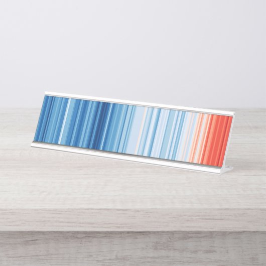 地球温暖化ストライプ気候変動危機地球 デスクネームプレート (正面)