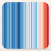 地球温暖化ストライプ気温変化 スクエアペーパーコースター (正面)