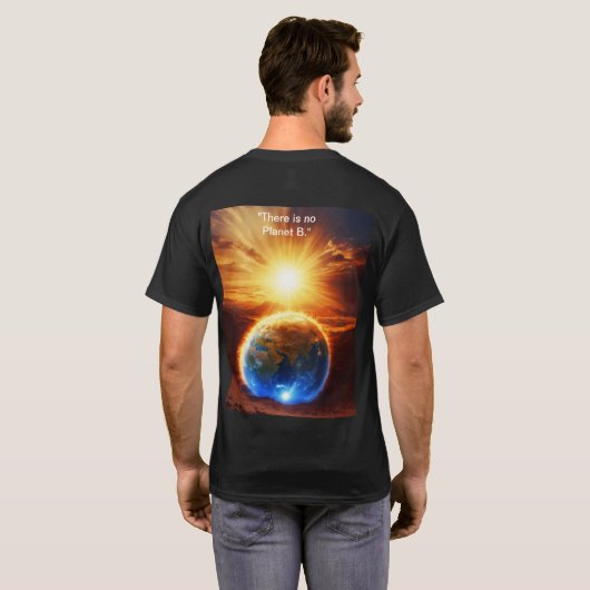 地球温暖化メッセージ付きTシャツ書.qquotes Tシャツ (裏面フル)