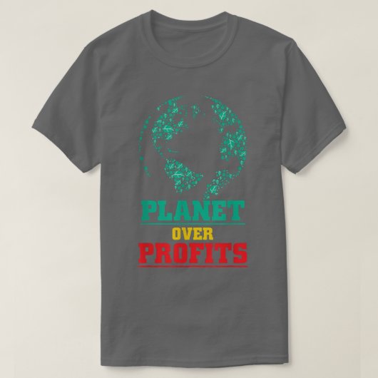 地球温暖化認識度惑星の利益を越えて Tシャツ (デザイン正面)