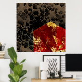 地球温暖化 – バーニングハウス – 抽象芸術 ポスター (ホームオフィス)