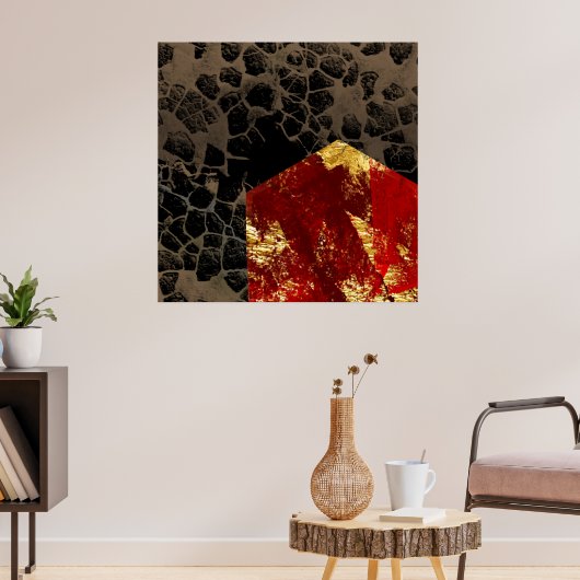 地球温暖化 – バーニングハウス – 抽象芸術 ポスター (リビング3)