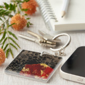 地球温暖化 – バーニングハウス – 父の日 キーホルダー (正面右)