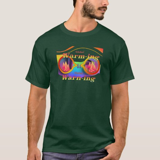 地球温暖化 地球警報 森 緑 Tシャツ (正面)