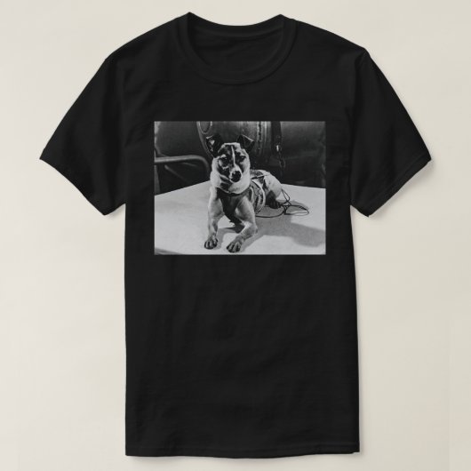 地球犬レイカを周回する最初の動物 Tシャツ (デザイン正面)