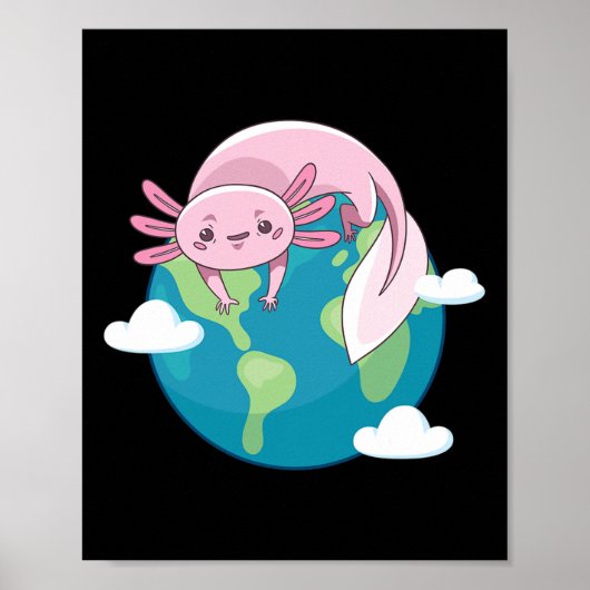 地球環境のためのおもしろいAxolotl母地球の日 ポスター (正面)