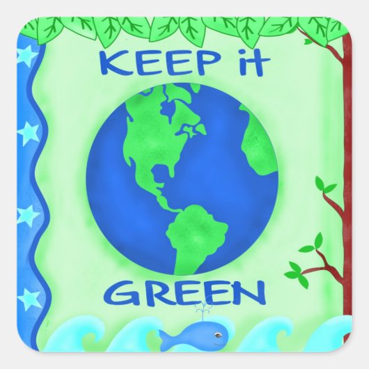地球環境保It Green Planet スクエアシール (正面)