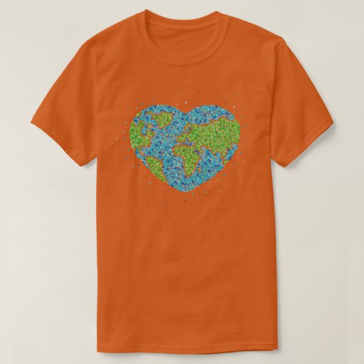 地球環境気候ハート気候保護 Tシャツ (デザイン正面)