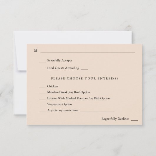 地球素朴とシャンパンの花模様と食事RSVP -TC 出欠カード (裏面)