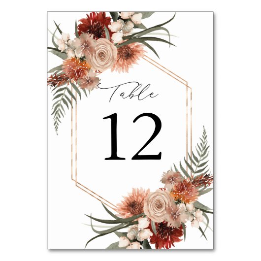 地球素朴とシャンパンの花模様表2 テーブルナンバー (正面)