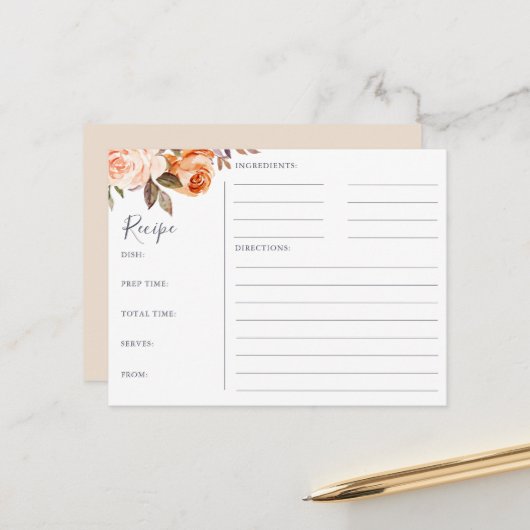 地球素朴フローラブライダルシャワーレシピカード ポストカード (正面/裏面インサイチュ)