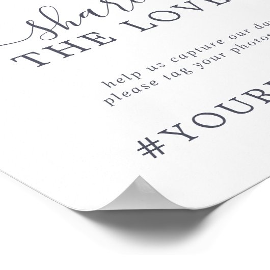 地球素朴共有愛の結婚ハッシュタグのサイン ポスター (角)