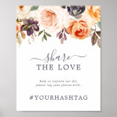 地球素朴共有愛の結婚ハッシュタグのサイン ポスター (正面)