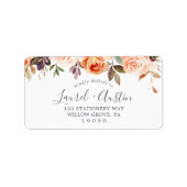 地球素朴花模様ウェディングRSVP住所 シール (正面)