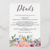 地球素朴花模様ゴールドフォイルオールインワン結婚ズ 箔招待状 (裏面)