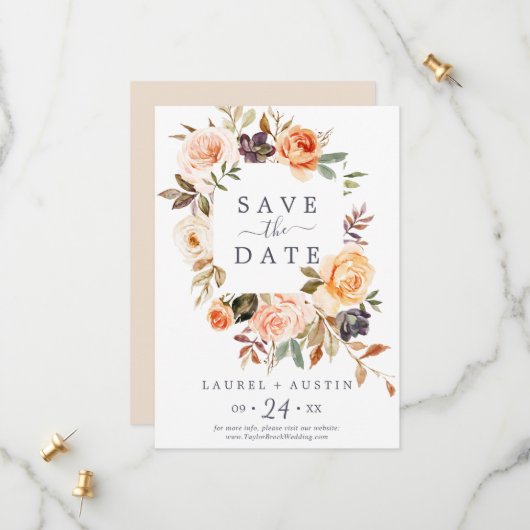 地球素朴花模様セーブ・ザ・デート案内 セーブザデート (正面/裏面インサイチュ)