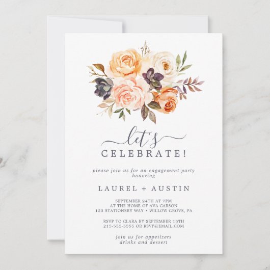 地球素朴花模様レッツ祝ー 招待状 (正面)