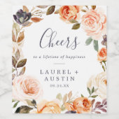 地球素朴花模様応援結婚のワインラベル ワインラベル (シングルラベル)