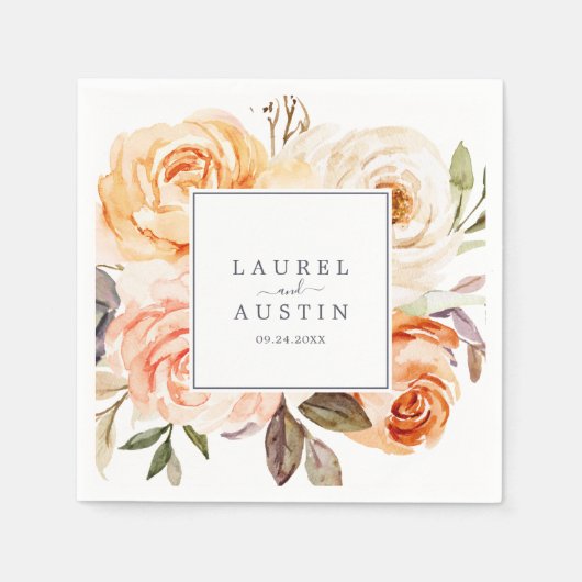 地球素朴花模様結婚ズ スタンダードカクテルナプキン (正面)