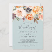 地球素朴花模様 |ミント結婚ス・ザ・オブ 招待状 (正面)