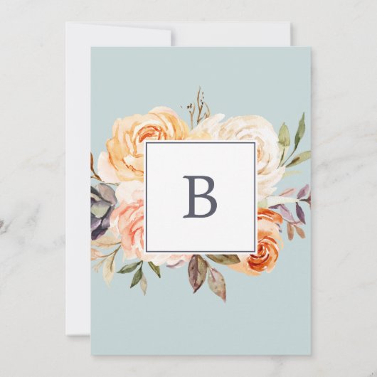 地球素朴花模様 |ミント結婚ス・ザ・オブ 招待状 (裏面)