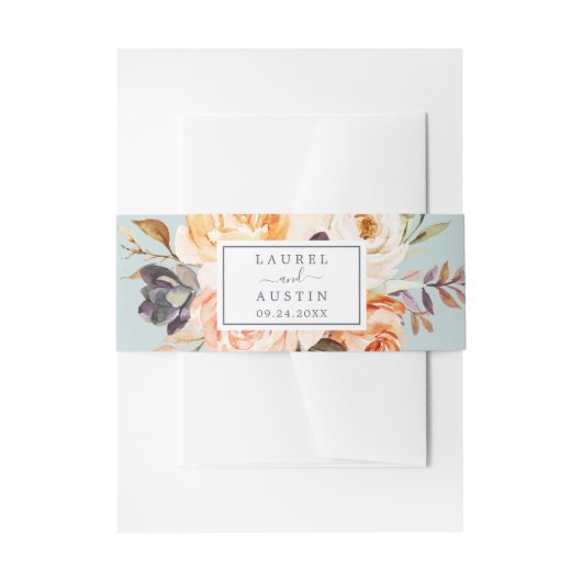 地球素朴花模様 |ミント結婚ス 招待状ベリーバンド (正面例)