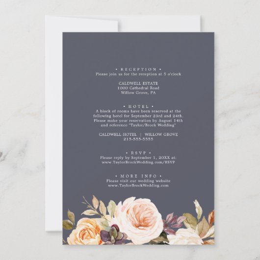 地球素朴花模様 | Purple All In One 結婚's 招待状 (裏面)