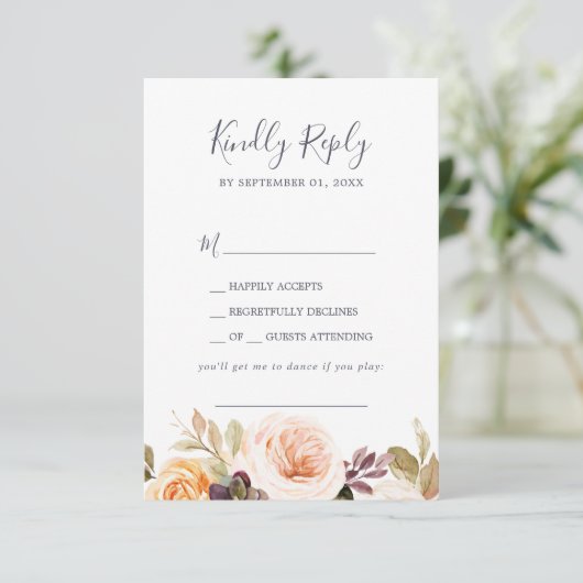 地球花模様素朴ソングリクエストRSVPカード 出欠カード (スタンド正面)