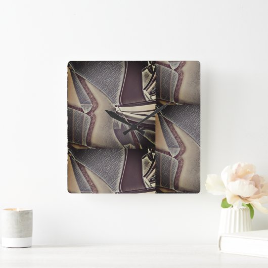 地球調モダン抽象芸術 スクエア壁時計 (ホーム)